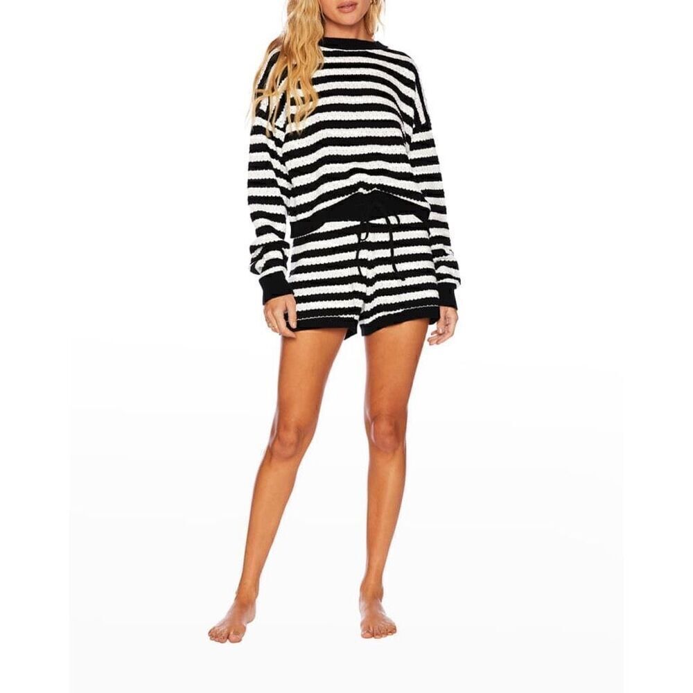 Beach Riot Beach Sweater in Black & White Stripe Size XS